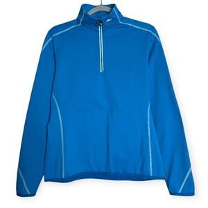 KJUS Half Zip Pullover Golf Fleece WOMENS 42 XL Blue Activewear Ski Midlayer